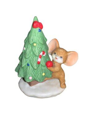 HOMCO Mouse Decorating a Christmas Tree Figurine 8905